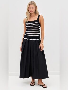 MADEWELL Poplin Crocheted Knit Dress XS